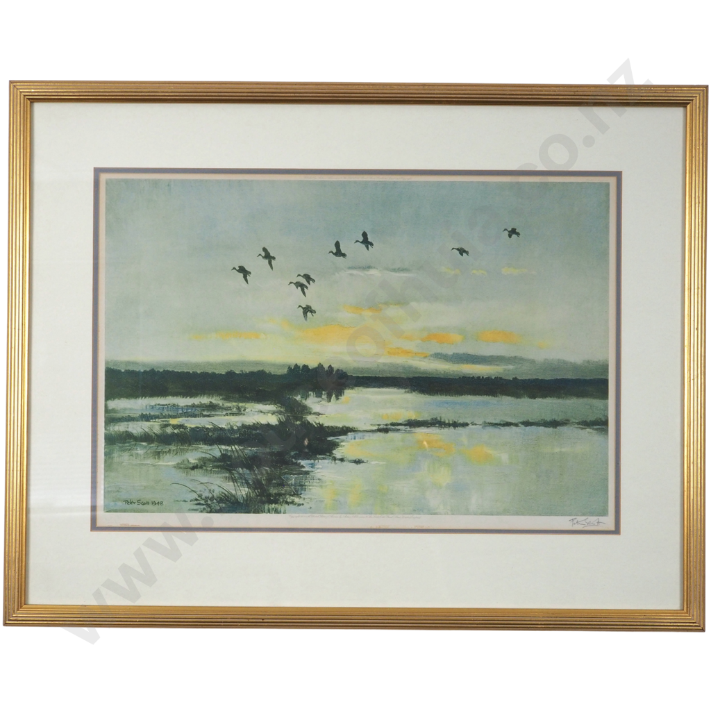 Peter Scott. 1948. Mallards in a Yellow Sky. Image 1++