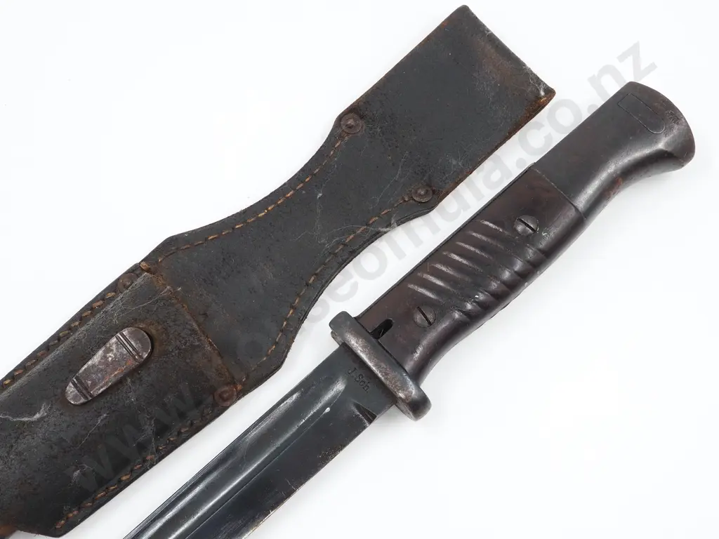 WW2 German Mauser Bayonet - J. SCH - Matching Number Bayonet & Scabbard w Leather Frog: Excellent Condition (Updated) Image 1++