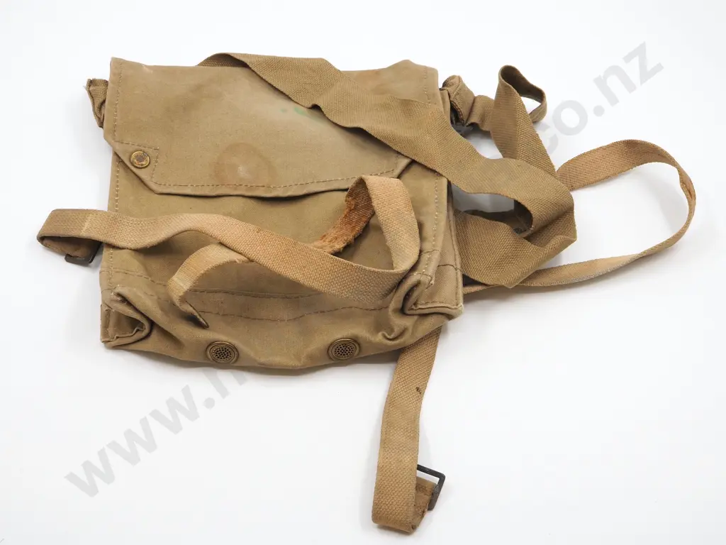 WWII British MK VII Gas Mask Bag - Includes pack straps, dated 1943 Image 1++