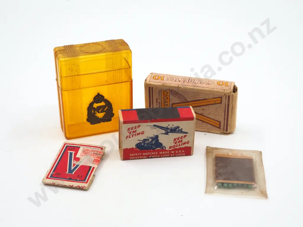 Four WW2 Military Smoking Related Items & One Post War Image 1++
