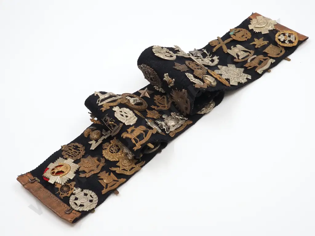 Large WW1 Stable Souvenir Belt With at least 60 Badges  Image 1++