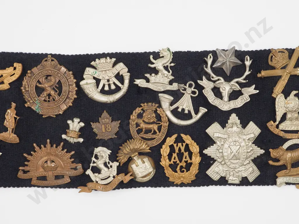 Large WW1 Stable Souvenir Belt With at least 60 Badges  Image 1++