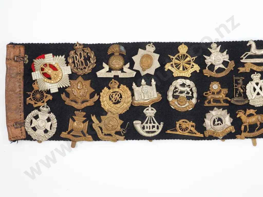 Large WW1 Stable Souvenir Belt With at least 60 Badges  Image 1++