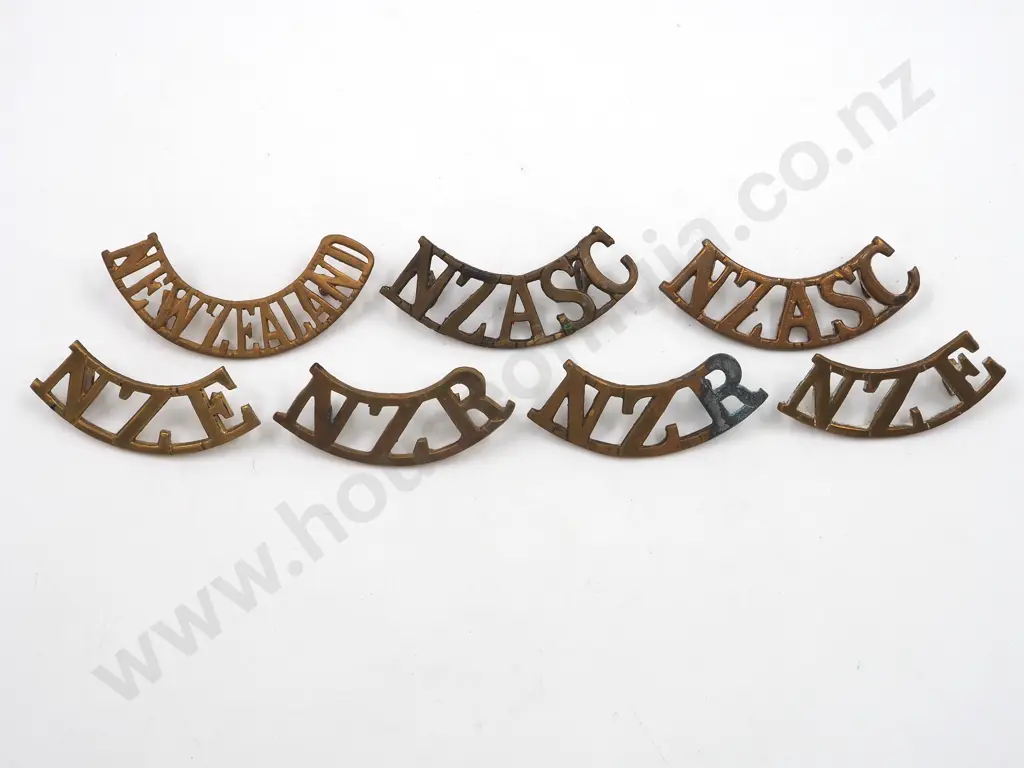 Assorted lot of Eight New Zealand Brass Shoulder Titles Image 1++