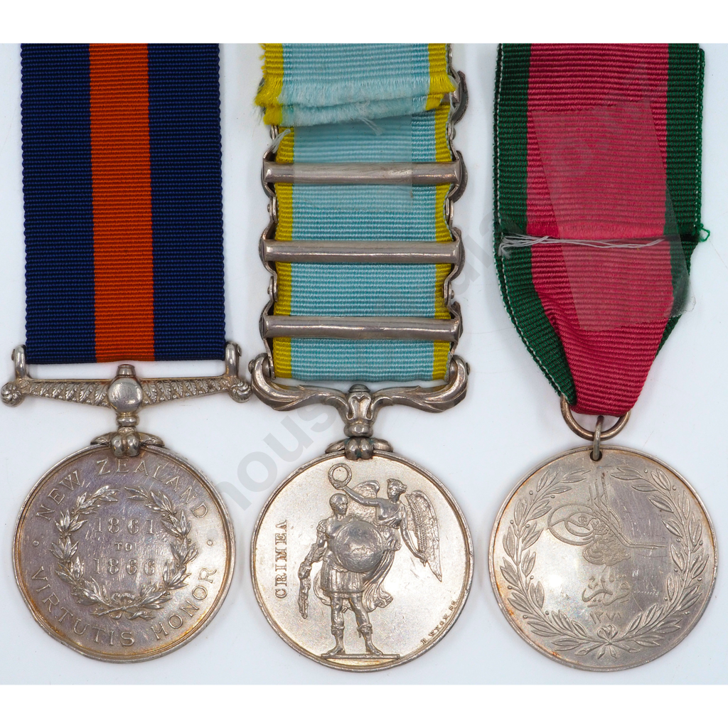 New Zealand Medal / Crimea 4 Bars & Turkish Medal: 272 Gunr Joseph Andrew C Battery 4th Brigade Royal Artillery Image 1++