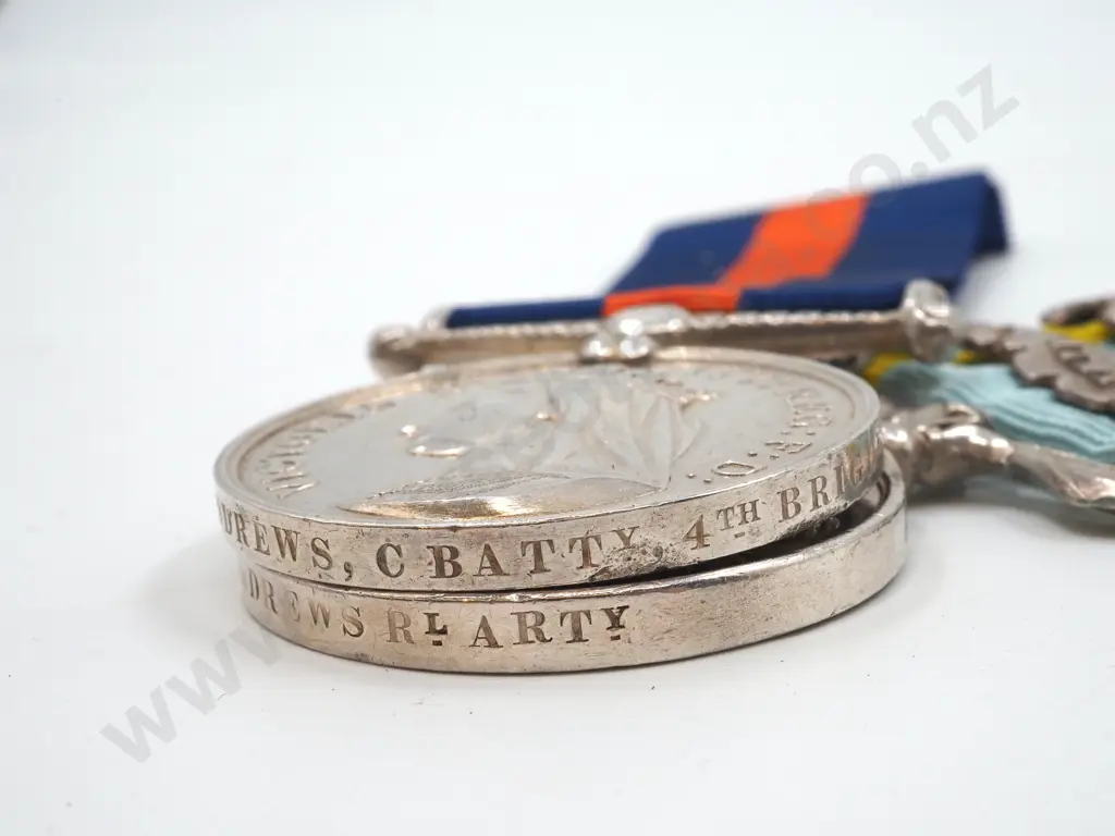 New Zealand Medal / Crimea 4 Bars & Turkish Medal: 272 Gunr Joseph Andrew C Battery 4th Brigade Royal Artillery Image 1++