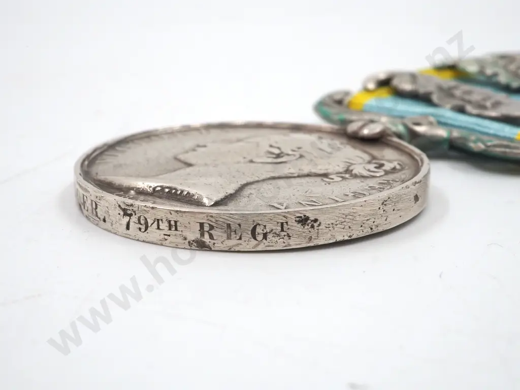 Crimea Medal w Three Bars: T H Elder 79th Regt Cameron highlanders - Entitled to Three Clasps on Roll Image 1++