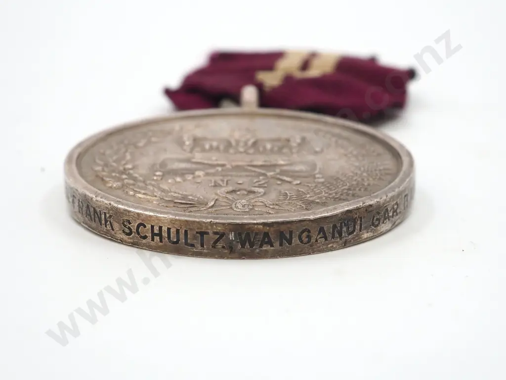 Cased New Zealand LESM to No.1 Bandsman Frank Schultz, Wanganui Garrison Band Volunteers (1905) Image 1++