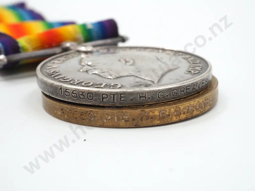 WW1 Pair to 15530 Pte HG Greaves NZEF w/ Photograph Image 1++