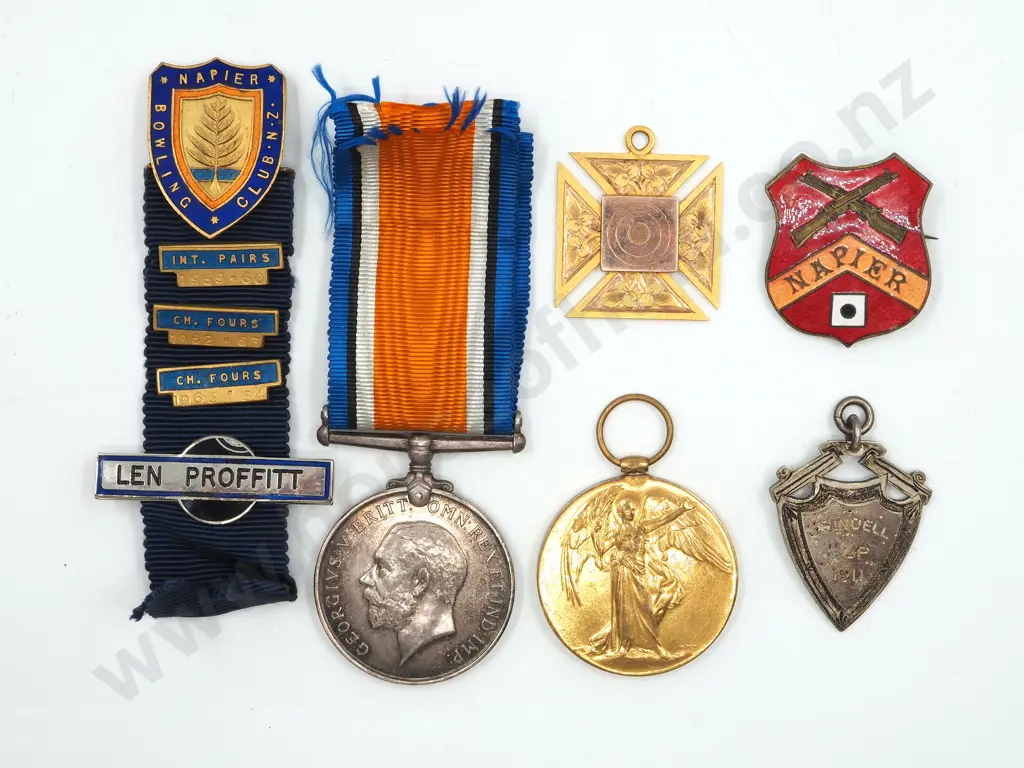 WW1 Pair to 24/548 Lieut Proffitt & 9ct Gold Prize Medal for Champion Belt Image 1++