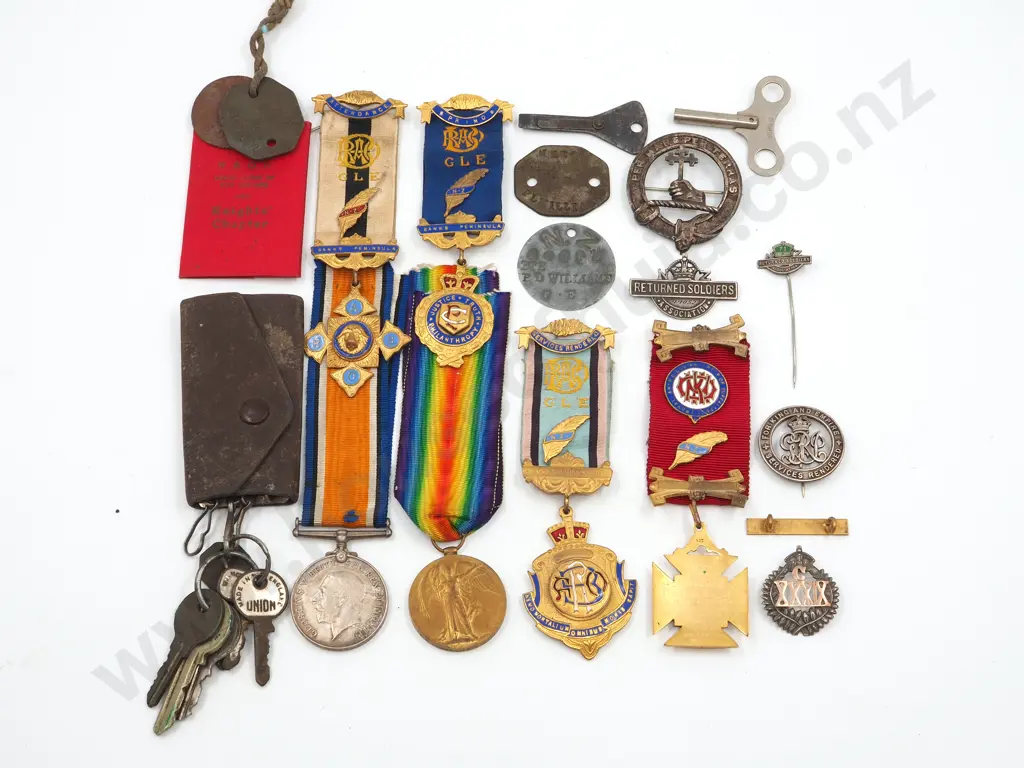 44052 SPR P L Williams: WWI Pair / RSA Badges / Reinforcement Badge/ Silver War Badge/ Dog Tags / 9ct Buffalo Medal Image 1++