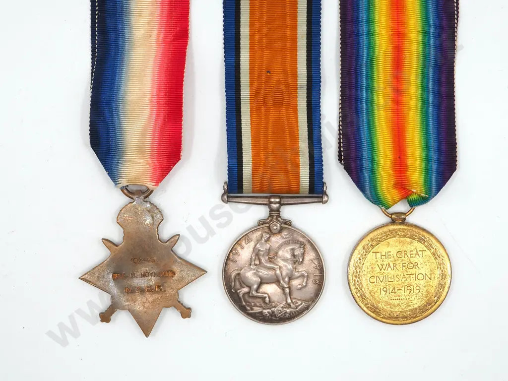 WW1 Trio to 10/448 Pte R Moynihan NZEF: Wounded in Gallipoli Twice incl 8th August Chunuk Bair Image 1++