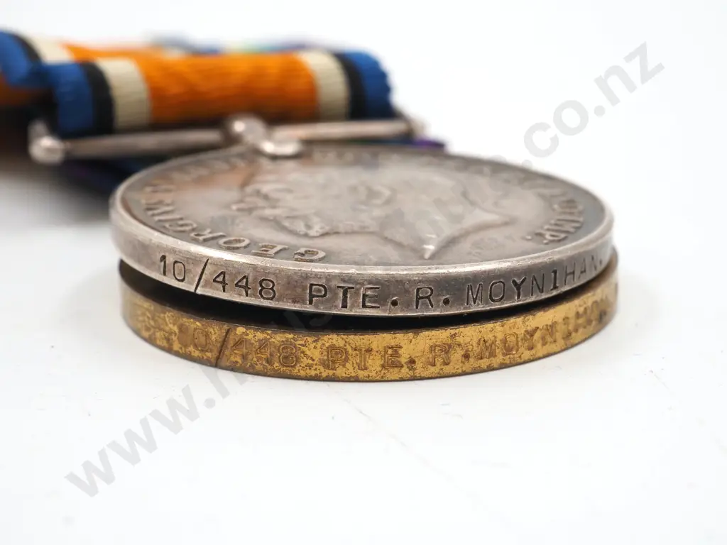 WW1 Trio to 10/448 Pte R Moynihan NZEF: Wounded in Gallipoli Twice incl 8th August Chunuk Bair Image 1++
