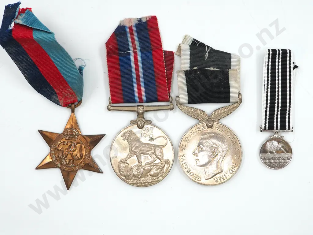 Three WW2 Medals & Miniature NZ Operational Service MEdal Image 1++