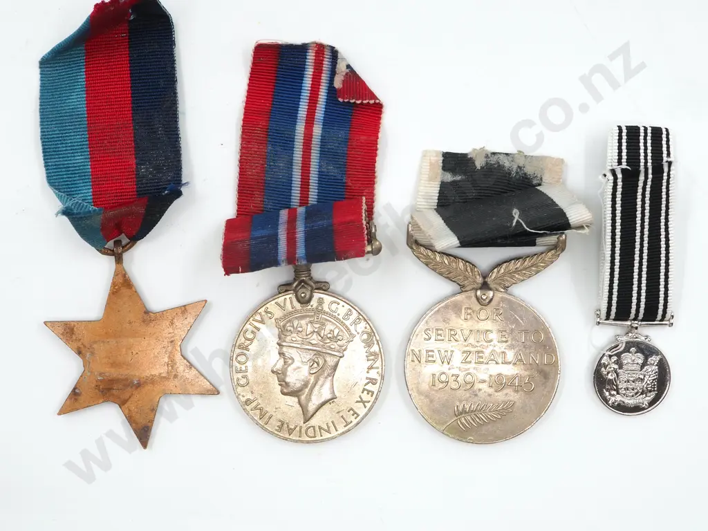 Three WW2 Medals & Miniature NZ Operational Service MEdal Image 1++
