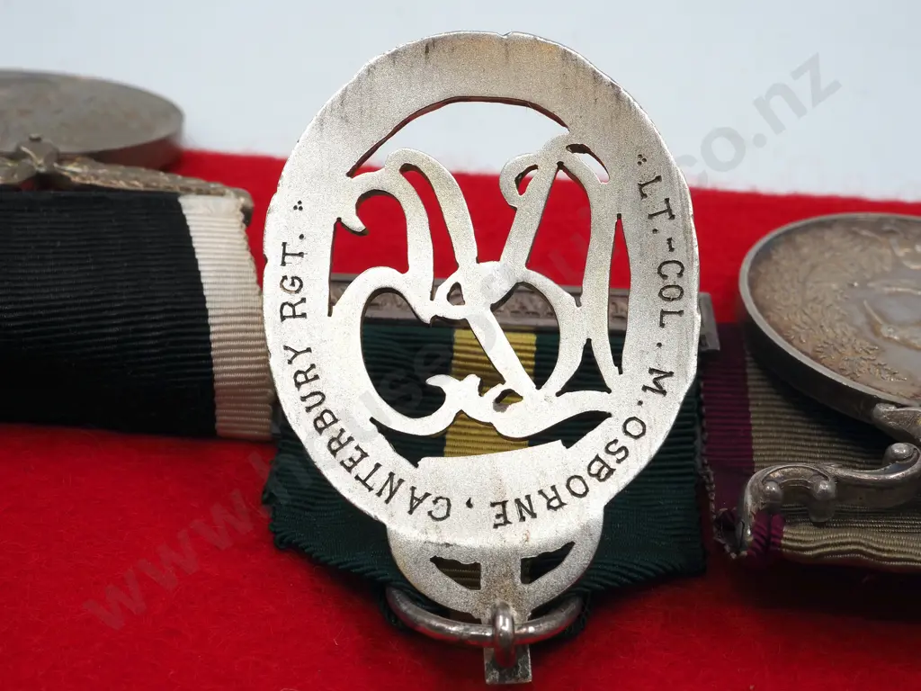 Lt Col Osbourne Medals & Miniatures Mounted on Red Board Image 1++