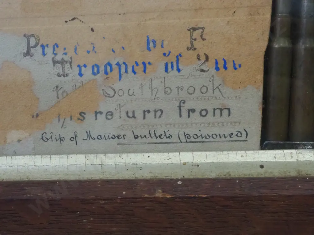 Boer War Framed Photograph to Trooper Aitken 2nd Contingent W Clip of Poisoned Tipped Inert Mauser Bullets Image 1++