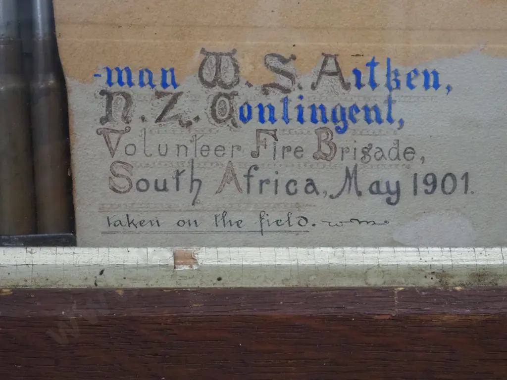 Boer War Framed Photograph to Trooper Aitken 2nd Contingent W Clip of Poisoned Tipped Inert Mauser Bullets Image 1++
