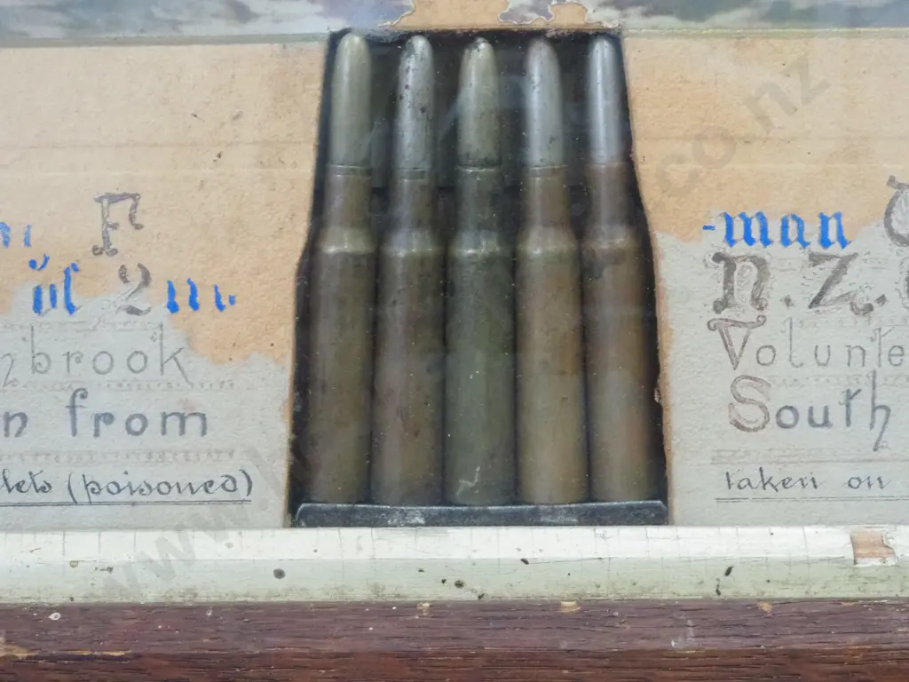 Boer War Framed Photograph to Trooper Aitken 2nd Contingent W Clip of Poisoned Tipped Inert Mauser Bullets Image 1++