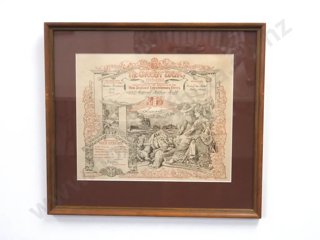 Framed WW1 Certificate of Service to Corporal Bell 14371 Image 1++