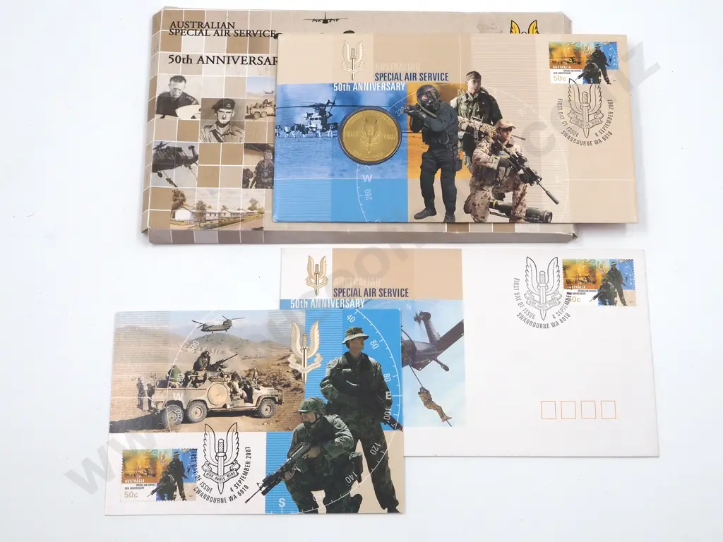 Australian SAS 50th Anniversary Stamp & Coin Set Image 1++
