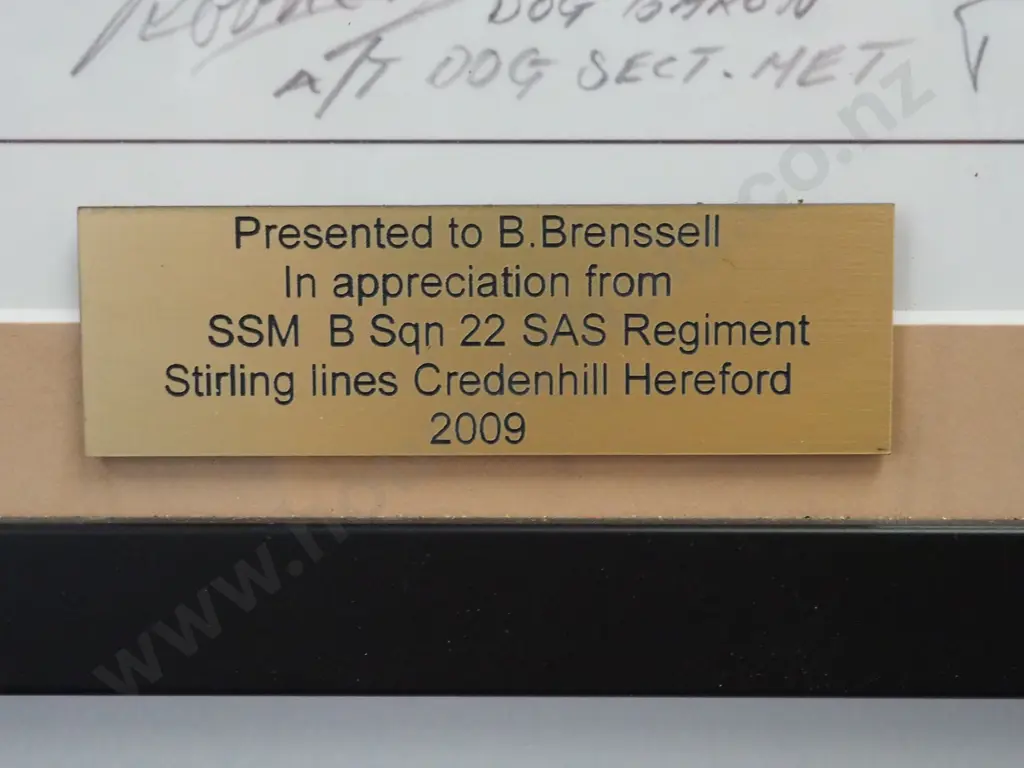 UK SAS Presentation Framed Work to B. Brenssel from the 22 SAS Regiment Image 1++
