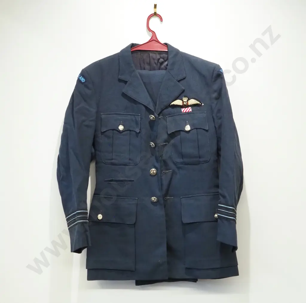 New Zealand 1980's RNZAF Service Dress Jacket & Trousers Uniform: AFC Medal Bar Image 1++