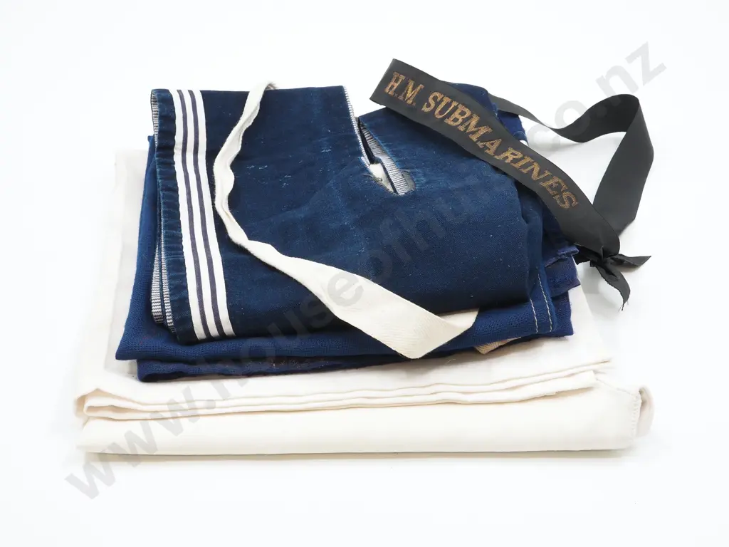 Assorted lot of New Zealand Naval Uniform Pieces & HM Submarine Cap Talley Image 1++