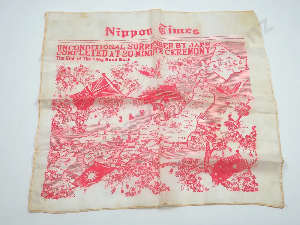 Silk Nippon Times End of WW2 Scarf Image 1++