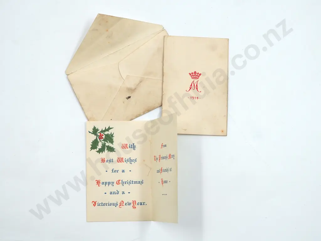 WW1 Princess Mary Christmas Gift Tin Christmas Card & Envelope - Scarce Image 1++