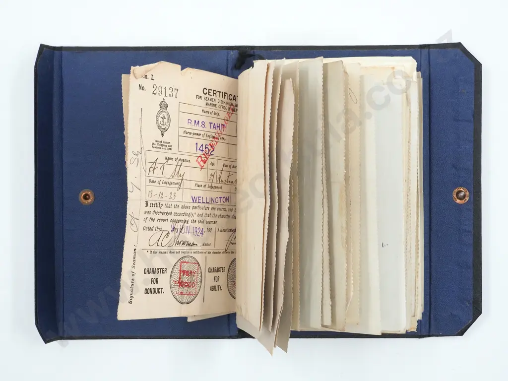Large Interwar Merchant Navy Discharge Certificate Wallet  Image 1++