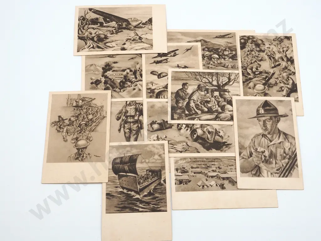 Set of 11 Wartime Peter McIntyre Postcards Image 1++
