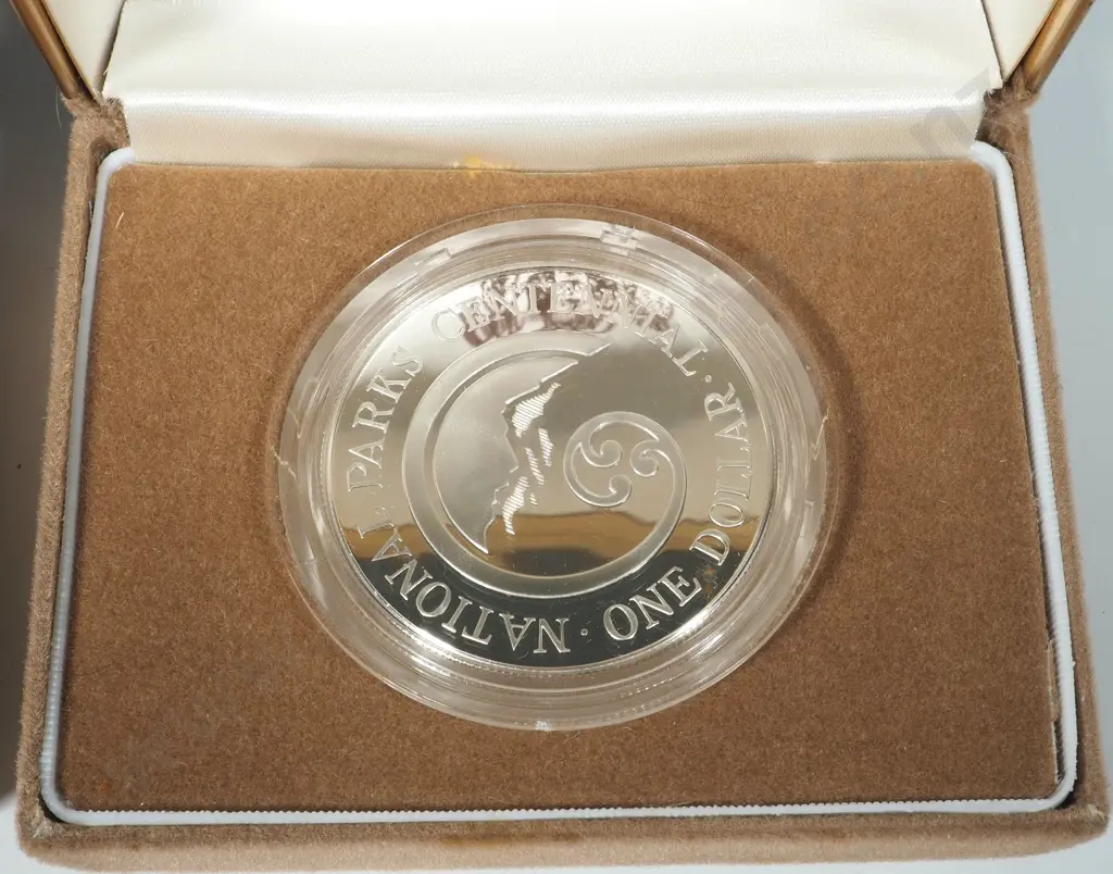 Two 1987 New Zealand Silver Proof Dollar - National Parks Centennial  Image 1++