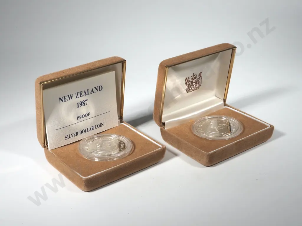 Two 1987 New Zealand Silver Proof Dollar - National Parks Centennial  Image 1++