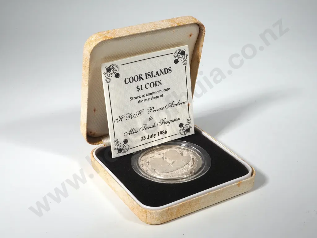 1986 Cook Island Silver Proof One Dollar Coin - Royal Wedding  Image 1++