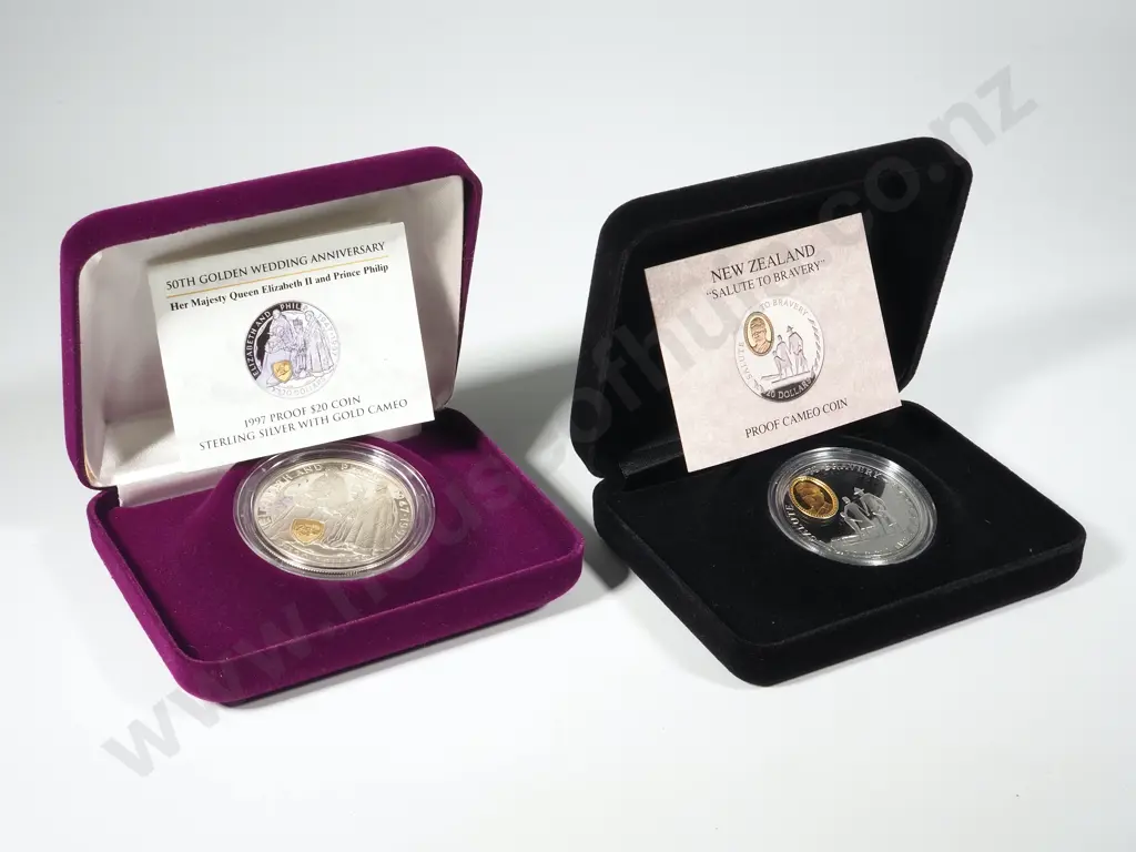 1995 & 1997 New Zealand Proof Silver Cameo Coins Image 1++