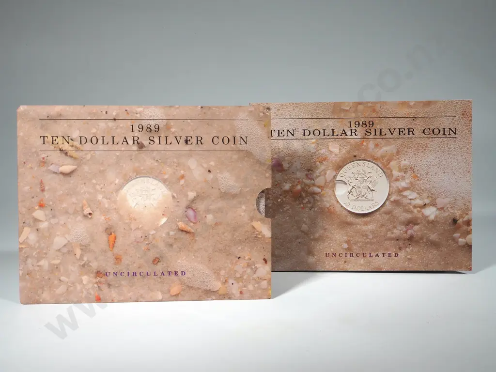 Two 1989 Australian Ten Dollar Silver Coins: 37 Grams ASW Image 1++