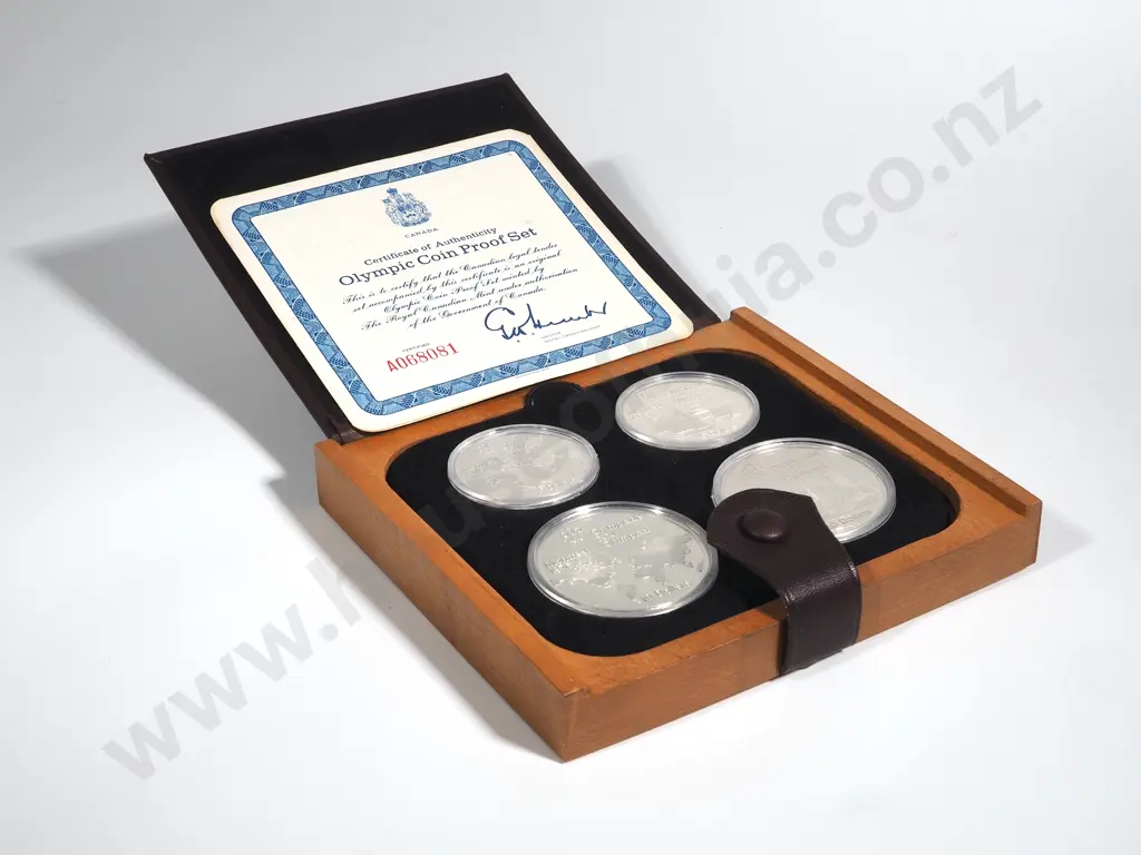 Cased 1976 Montreal Olympic Games Sterling Silver Four Coin Set - ASW 4.326 Ounces Image 1++