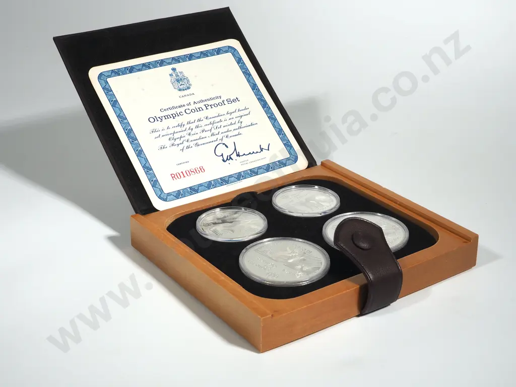 Cased 1976 Montreal Olympic Games Sterling Silver Four Coin Set - ASW 4.326 Ounces Image 1++