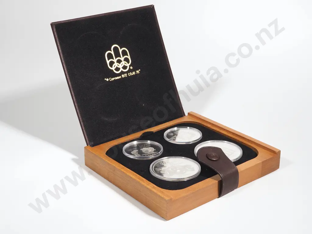 Cased 1976 Montreal Olympic Games Sterling Silver Four Coin Set - ASW 4.326 Ounces Image 1++