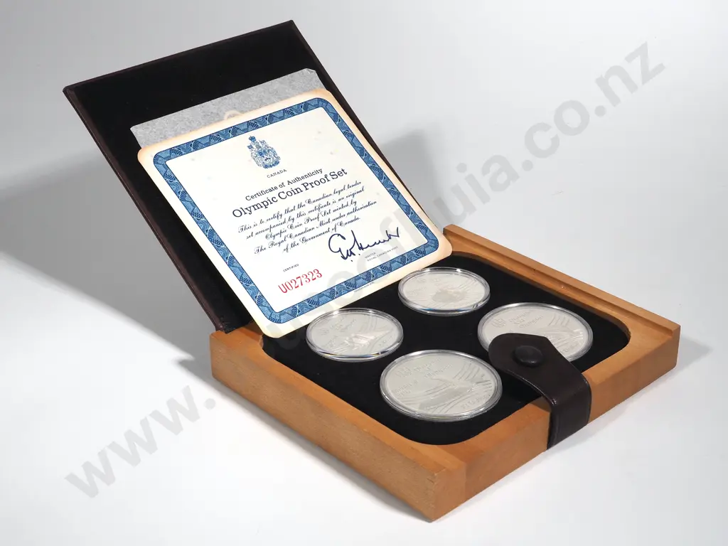 Cased 1976 Montreal Olympic Games Sterling Silver Four Coin Set - ASW 4.326 Ounces Image 1++