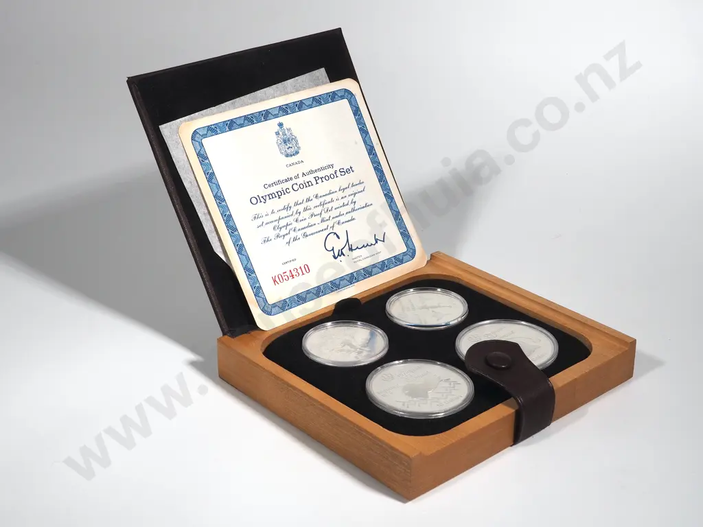 Cased 1976 Montreal Olympic Games Sterling Silver Four Coin Set - ASW 4.326 Ounces Image 1++