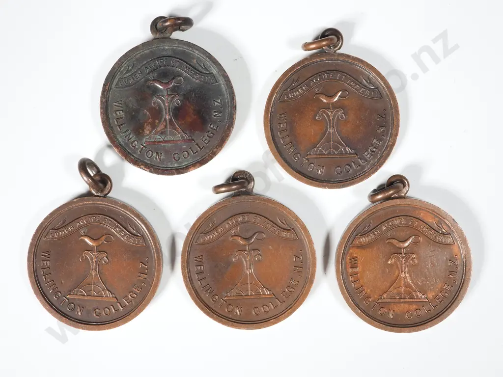 Lot of Five Wellington College Antique Medaletts to J Cannon Image 1++