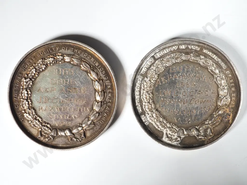 Two Sterling Silver Gore Agricultural Prize Medals Awarded to J W Cooper Image 1++