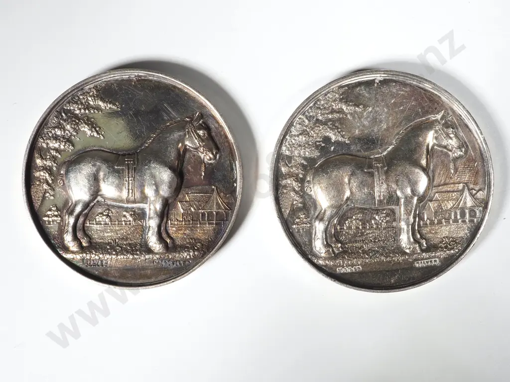Two Sterling Silver Gore Agricultural Prize Medals Awarded to J W Cooper Image 1++