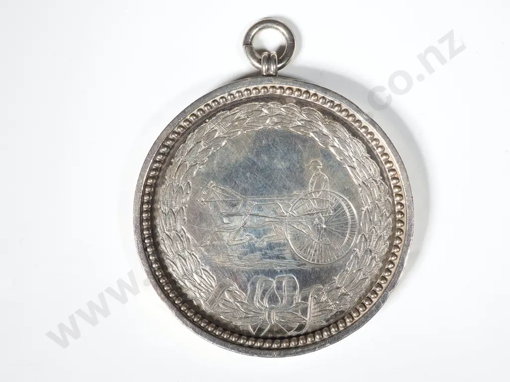 New Zealand, Auckland Trotting Club, 1889 prize medal Handcrafted in SIlver Image 1++