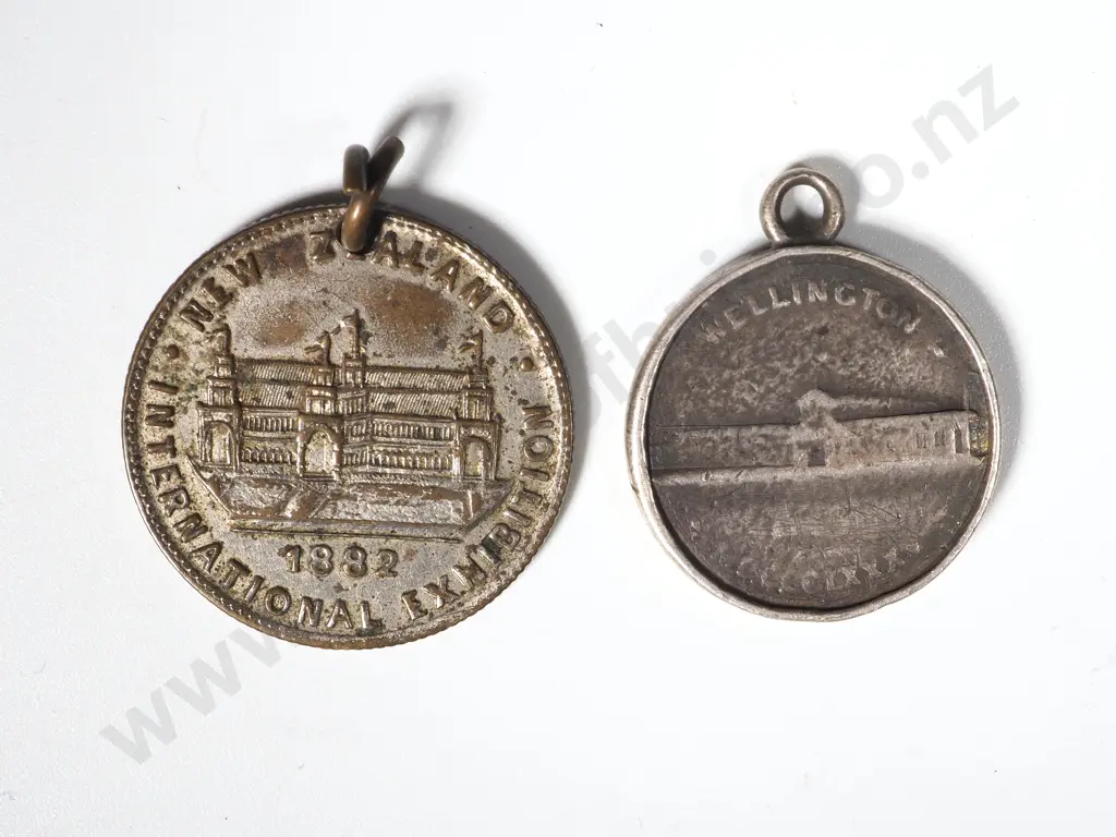 Two New Zealand Medalette - One Rare Silver Wellington Exhibition Medalette Image 1++