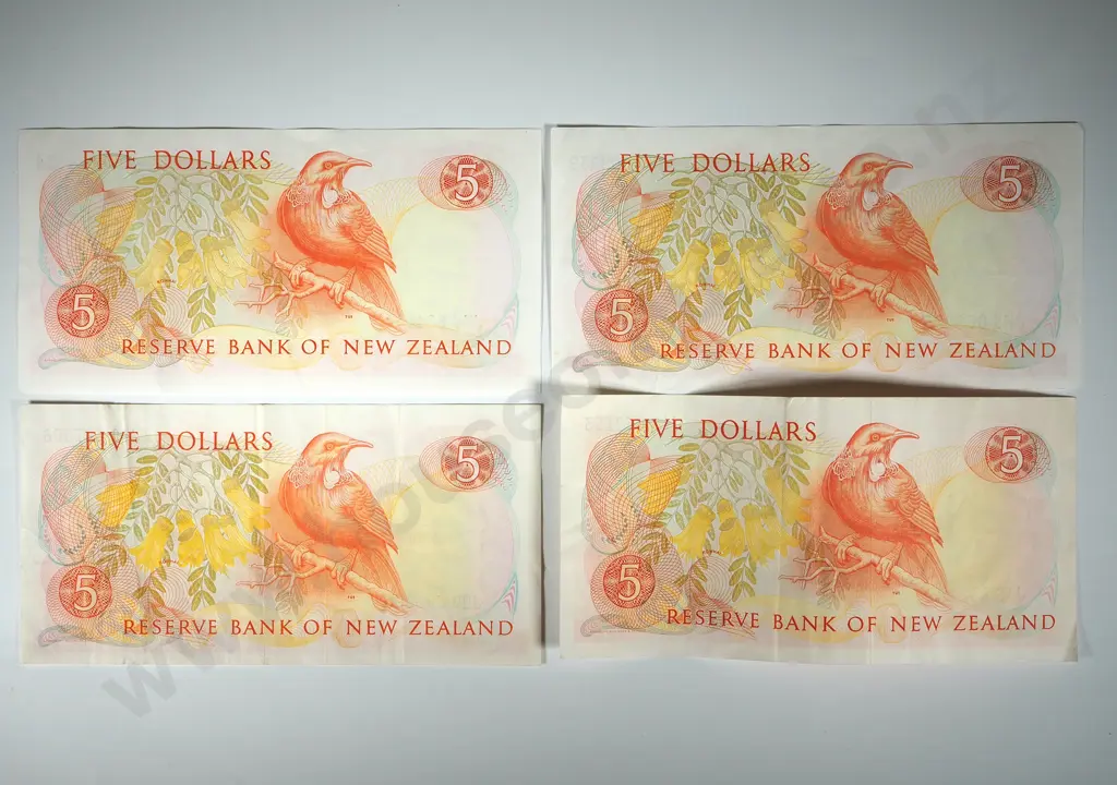 Four New Zealand $5 Banknotes: Two Hardie & Two Brash Image 1++
