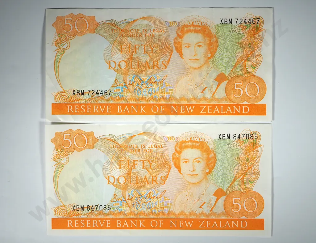 Two New Zealand EF $50 Brash Banknotes  Image 1++