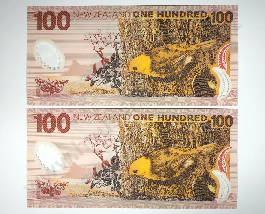 Two AUNC Consecutive New Zealand Don Brash $100 Notes  Image 1++